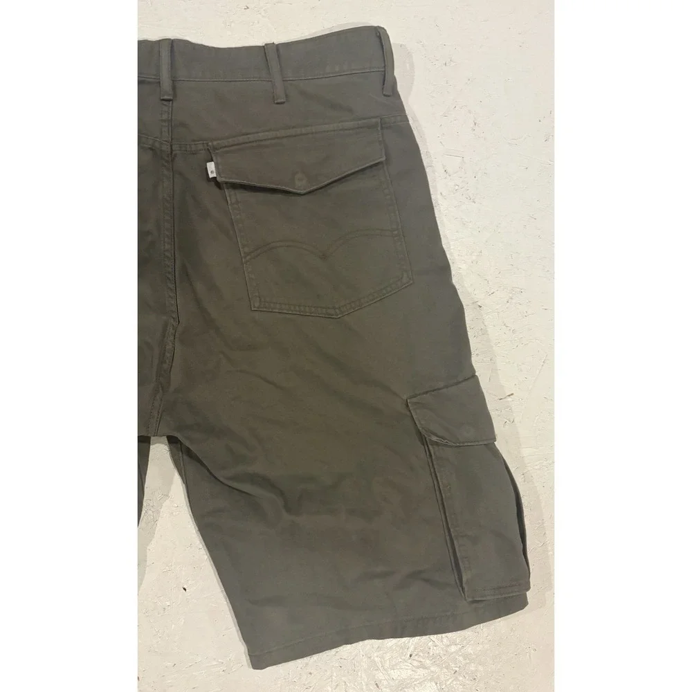 Levis Cargo Shorts Mens 38x12 Khaki Olive Green Pockets Workwear